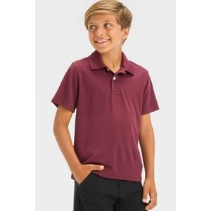 NEW Cat & Jack Burgundy Short Sleeve Performance Uniform Polo Shirt